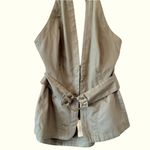 Anthropologie  Belted Halter Top Open Back Moss Green Size XL NEW Photo 3