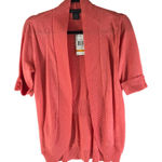 89th & Madison Womens Open Front Cardigan Coral Pink S Cotton Blend Short Sleeve Photo 0