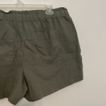 Loft ANN TAYLOR Olive Green High Rise Drawstring Cotton Pull On Paperbag Shorts Photo 10
