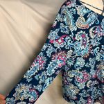 Chico's Paisley Floral 3/4 Sleeve Blouse Womens XL Spring Preppy Bright Photo 4