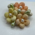 Handmade Vintage pastel shell  flowers with screw backs  earrings. Photo 1
