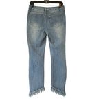 A.Z.I. New York Weekend Party Girl Distressed Jean Angled Fringe Hem, Sz 6 Blue Photo 1
