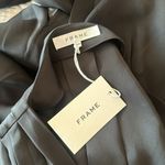 frame denim Frame Black Empire Pleat Silk Long Sleeve V Neck Top Blouse Size Medium NWT Photo 6