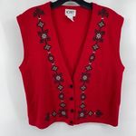 Koret vintage VTG wool sweater vest embroidered ball monkey fist closures coat M Red Size M Photo 10