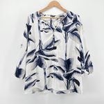 Nic+Zoe  Botanical Leaf Print Tunic Blouse Womens XXL Split Neck Button Front Photo 1
