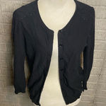 Loft  Womens Black Crop‎ Button V Neck Cardigan Sweater Size Medium Photo 0
