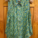 Cinq à Sept Cinq A Sept Womens Leon Sleeveless Pearl Snap Floral Print Blouse Size Large Photo 0