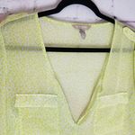 Banana Republic  NEON YELLOW GREEN ALLOVER LEOPARD PRINT SHEER POCKET FRONT TUNIC Photo 2