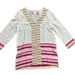 Lemlem Birabiro Kaftan pink white striped cotton blend small NWT Photo 0