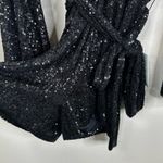Jay Godfrey NEW  Belted Sequin Romper Womens 6 Black Long Sleeves Photo 2
