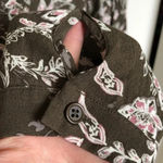 Garnet Hill  Dropwaist Button-Up Dress Olive Green Floral Size 6 Small Photo 3