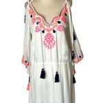 RD & Koko White And Pink Embroidered Rhinestone Tassel Cold‎ Shoulder Dress S Photo 0