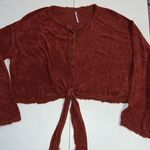 Free People Emma’s Henley tie front long sleeve blouse oversized size small Photo 1