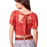 Band of the Free Joelle Crimson Red Floral Print Smocked Boho Top Women’s Medium Photo 6