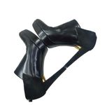Gucci black leather and suede platform ankle shoe bootie size 8.5 38.5 Back Zip Photo 3