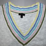 Talbots  Sweater Vest Linen Cotton Blend White Pastel Striped Large Preppy Layers Photo 3