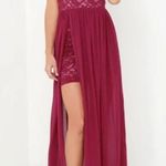 LULUS Size S Red Lace Maxi Dress Make Way For Wonderful Berry Red Lace Photo 0