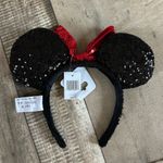 Disney Black Sequin Minnie Ears with Red Bow Headband Photo 1