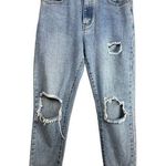 Princess Polly  Light Wash Mom Distressed High Waisted Denim Blue Jeans Size 4 Photo 0