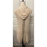 Vocal NWT Women's Cream Waffle Knit Hoodie Vest with Lace Up Back Details, S Photo 2