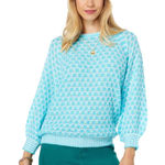 Lilly Pulitzer Corabelle Sweater in Turquoise and White Honeycomb Size XXL Photo 0