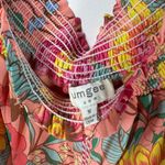 Umgee Dress Women M Pink Anthropologie Flamingo Floral Off-Shoulder Shift Summer Photo 5