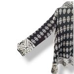 Elodie Intarsia Knit Aztec Waterfall Cardigan Sweater L Mohair Blend Black White Photo 4