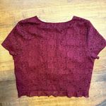 American Eagle Outfitters Maroon Lace Ruched Tie Front Ruffled Hem Crop Top Photo 1