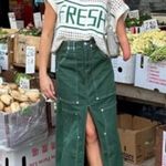 Anthropologie X Pilcro Green Carpenter Maxi Skirt Photo 3