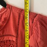 Free People  Laura Pink Red Eyelet Boho Gauze Blouse Flowy Women's size Medium Photo 8