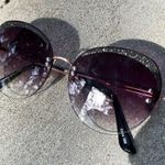 Large ROUND Frame Oversized Sunglasses Embellished with Glitter Trim Photo 11