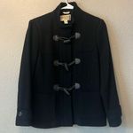 Talbots  Petites Womens Jacket Black Wool Blend Full Zip Up Photo 1