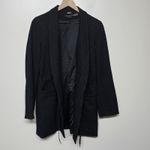 Alice + Olivia Womens Kylie Black Pinstrip Knit Blazer Sz M Elastic Drawstring Photo 3