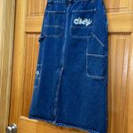 Obey  100% Cotton Juniper High Waist Loose Fit Pockets  Midi Denim Skirt size 26 Photo 10