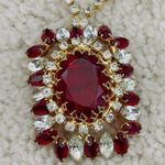 Rhinestone with gold tone necklace /brooch two way use Photo 0