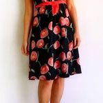 ANNA SUI for ANTHROPOLOGIE Papaver Poppy Print Silk Dress Empire Waist Size 2 XS Black Photo 0