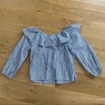 Sanctuary  Striped Ruffle Blouse in Blue and White Photo 4