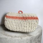 Handmade  Crochet Cotton Pouch w/ Bow & Button Closure Photo 4