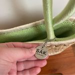 The Sak  Straw Purse Tote Pale Green Interior Fabric Drawstring Closure Picnic Photo 4
