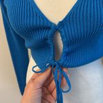 ZARA NWT  Blue Ruched Cut Out Knit Top Photo 2