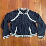Free People  Crochet Trim Baseball Bomber Jacket Size M Photo 2
