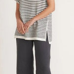 Marine layer Bay Knit Tunic Top Cover-Up Blue White Sz M Coastal Boho Hippie Photo 0