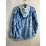 Womans Hoodie Large Blue White 1/4 Zip Fluffy Pullover Photo 1