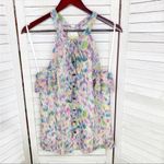 Gianni Bini Watercolor Ruffled Racerback Halter Blouse Medium Photo 7