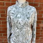 ZARA  Top Size S Long sleeved Khaki Green Cream Marble Print Mock/turtle Neck  Photo 0