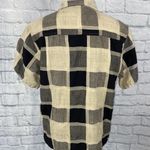 Angelique cotton blend button down short sleeve collar shirt tan & black sz XL Photo 8