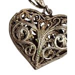 Antique Sterling Silver MOM Puffy Filigree Heart Women’s Designer Pendent Silver Photo 2