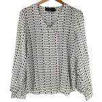 Pringle of Scotland Black and White Print Silk Origami Sleeve Blouse Size 10 Top Photo 3