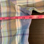 LL Bean Plaid Button Down Shirt Womens M Blue Green Roll Tab Sleeve Casual Top Size M Photo 7