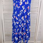 L.L.Bean Pull Over Easy Sleeveless Fit & Flare Midi Dress Blue/Floral-LP Photo 2